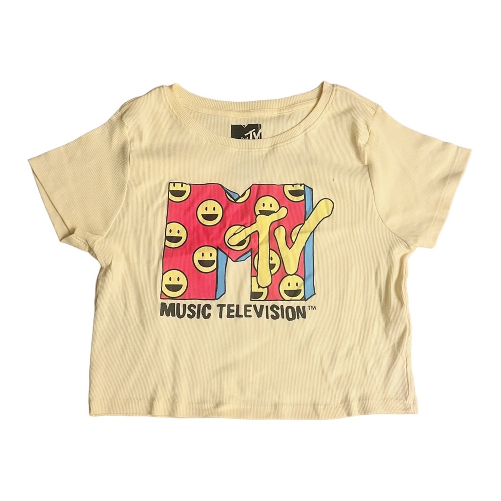 MTV Cream Short Sleeve Tee Retro Graphic girls